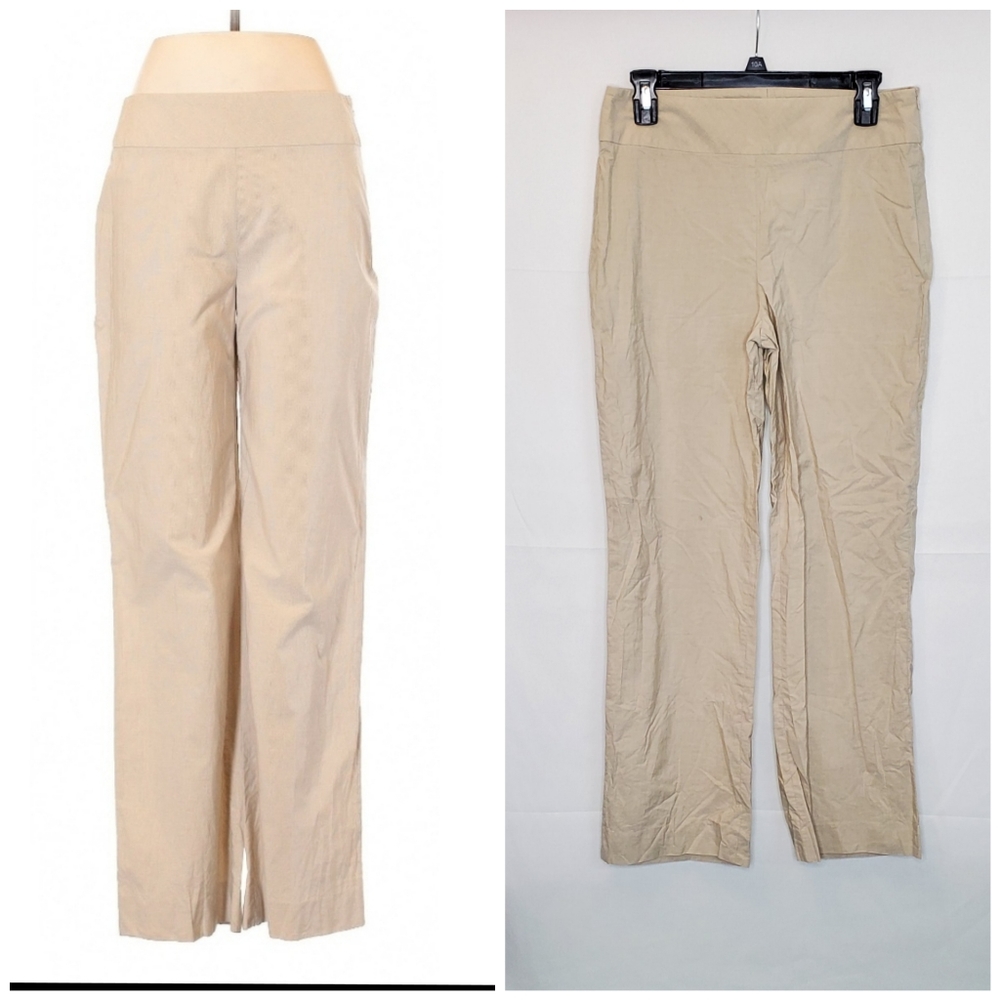 ❤️‍ VINTAGE AKRIS Y2K Designer Retro Beige Pinstripe High Rise Dress Pants Sz 6